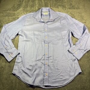Twillory Mens Tailored Fit Non-Iron Cotton Dress Shirt Blue Red Check 16 32/33